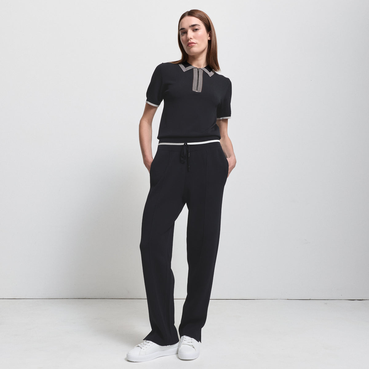 Base Layer Wide Leg Knit Pant- Jet Black