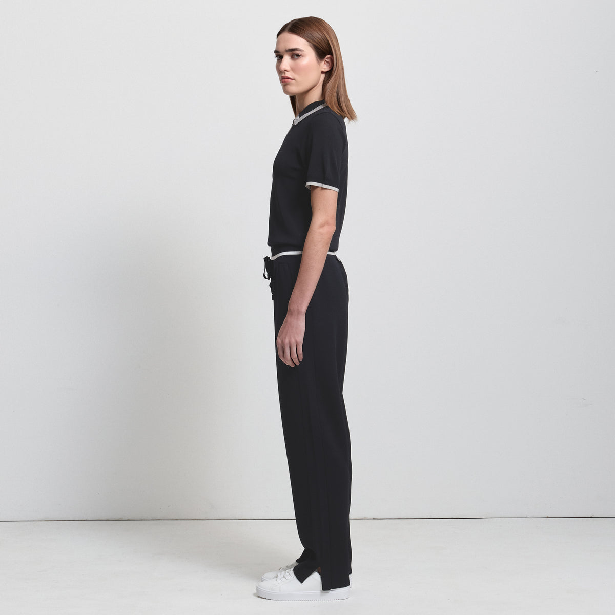 Base Layer Wide Leg Knit Pant- Jet Black