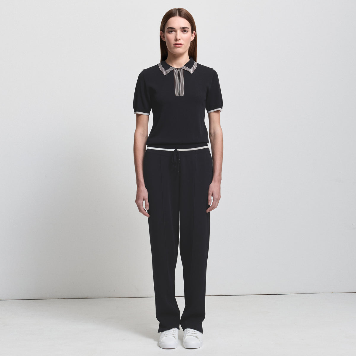 Base Layer Wide Leg Knit Pant- Jet Black