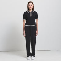 Base Layer Wide Leg Knit Pant- Jet Black