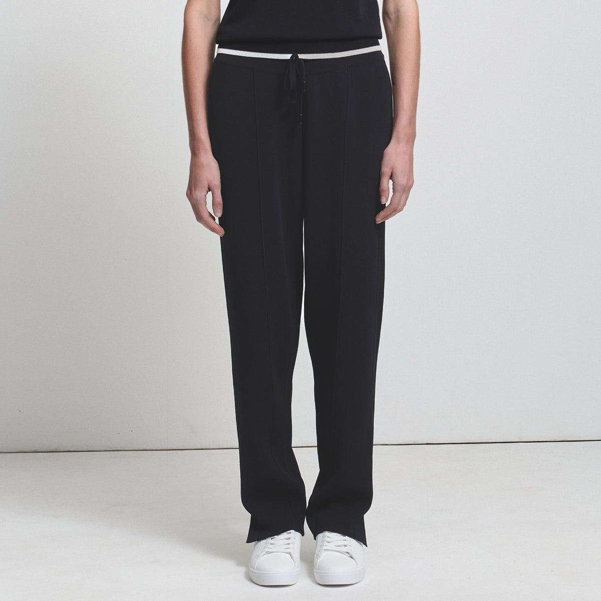 Base Layer Wide Leg Knit Pant- Jet Black