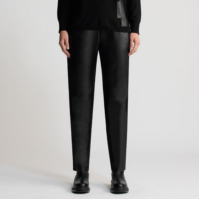 Tanya Leather Ponte Pant - Jet Black