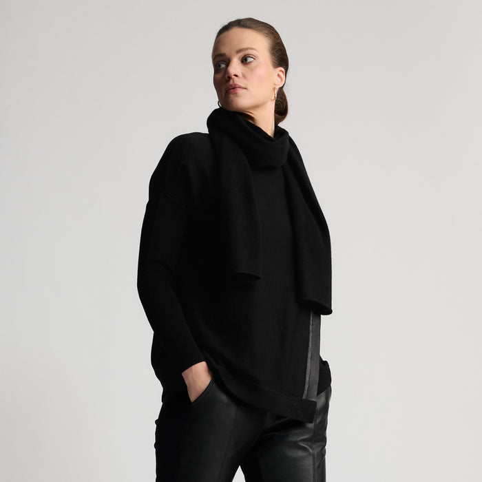 Grace Long Knitted Cashmere Scarf - Jet Black