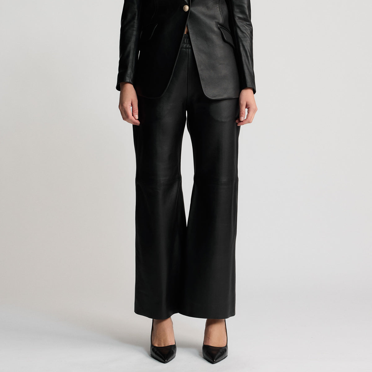 Chicago - Wide Leg Leather Pant - Jet Black