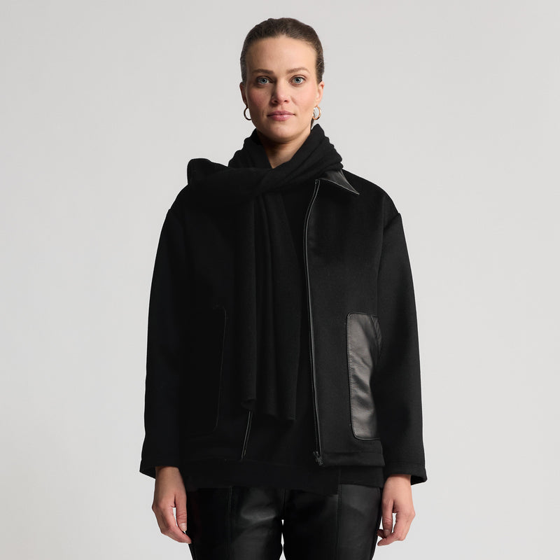 Grace Long Knitted Cashmere Scarf - Jet Black