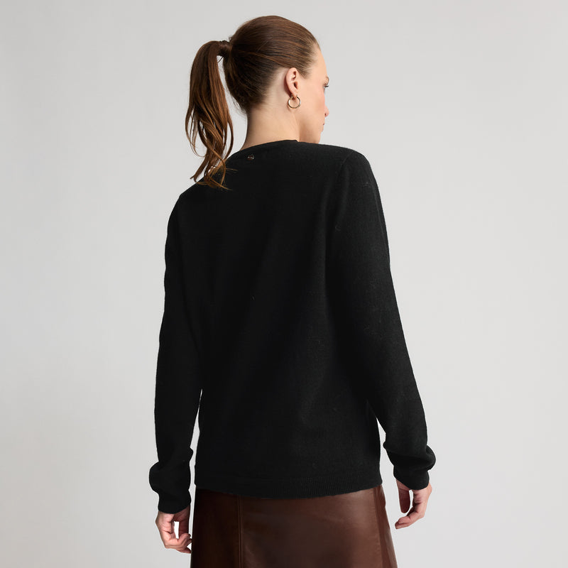 Charlie Cashmere Knit Cardigan - Jet Black