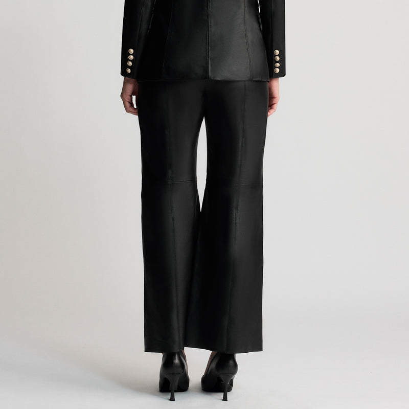 Chicago - Wide Leg Leather Pant - Jet Black