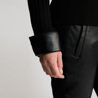 Frankie Leather Jogger Pant - Jet Black