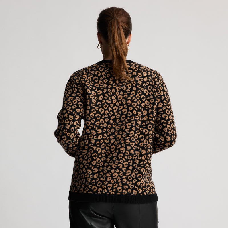 Chiara - Reversible Cashmere Knit Cardigan - Leopard