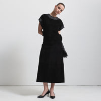 Christiana Skirt - Jet Black Suede