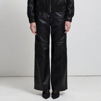Colton Baggy Wide Leg Pant - Jet Black Leather