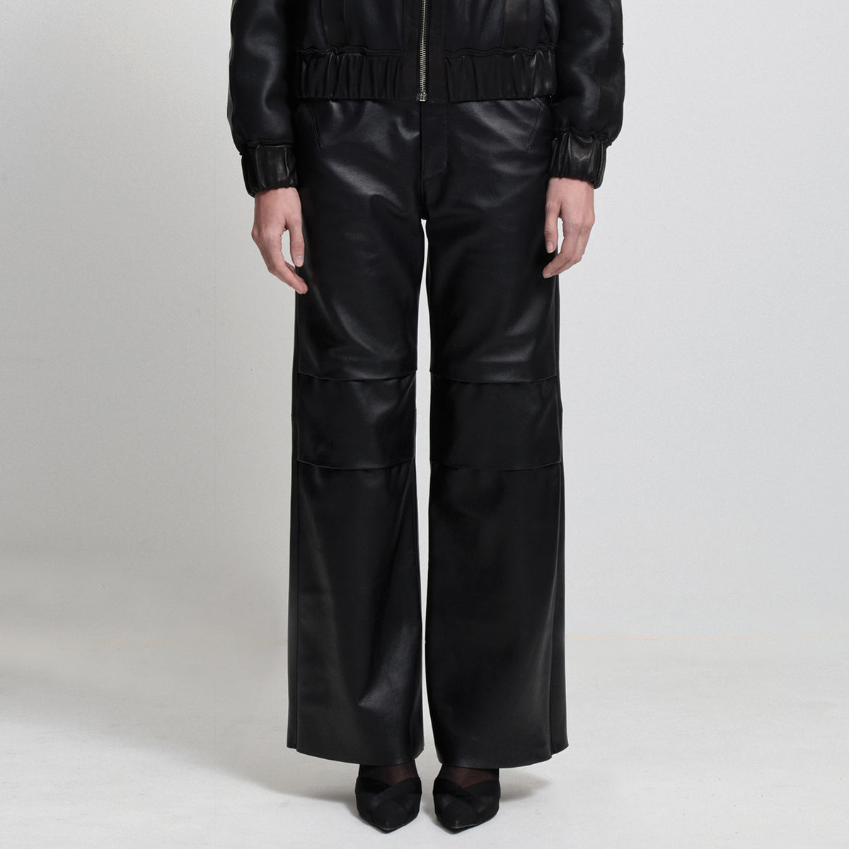 Colton Baggy Wide Leg Pant - Jet Black Leather