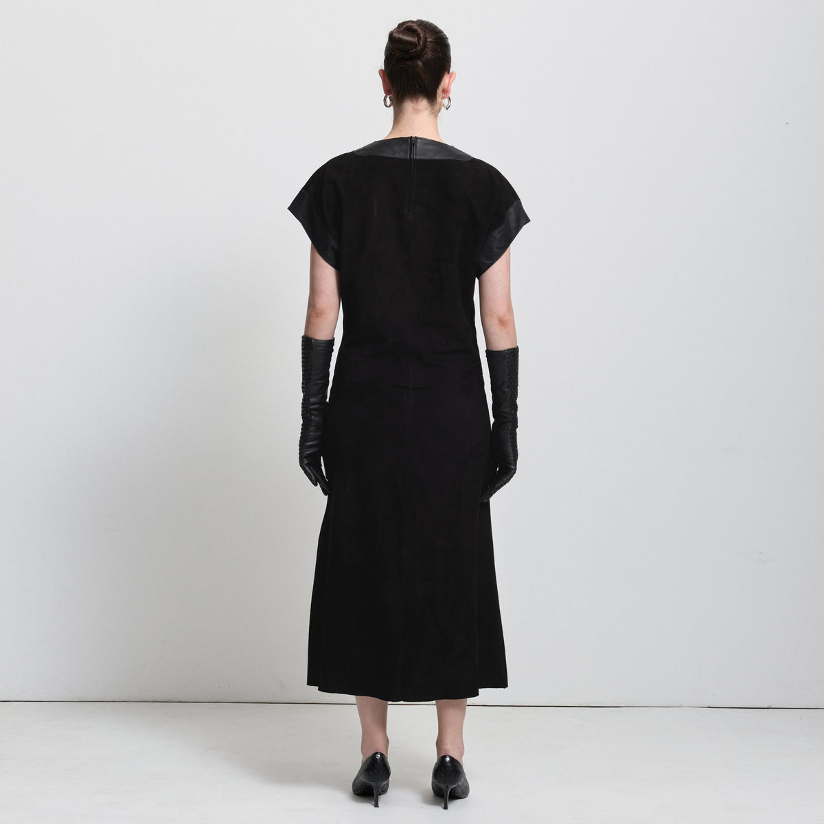 Leah Suede/Leather Top - Jet Black