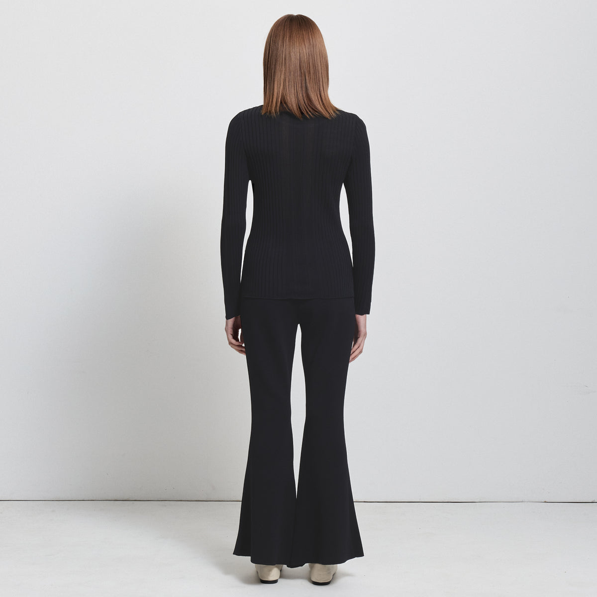 Base Layer Flared Knit Pant- Jet Black