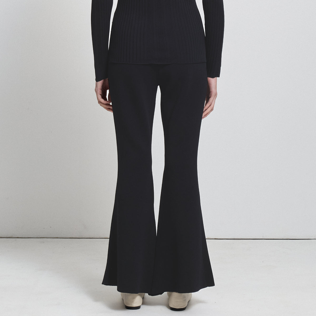Base Layer Flared Knit Pant- Jet Black