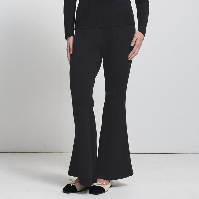 Base Layer Flared Knit Pant- Jet Black