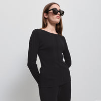 Base Layer Multi-Rib Long Sleeve Knit - Jet Black