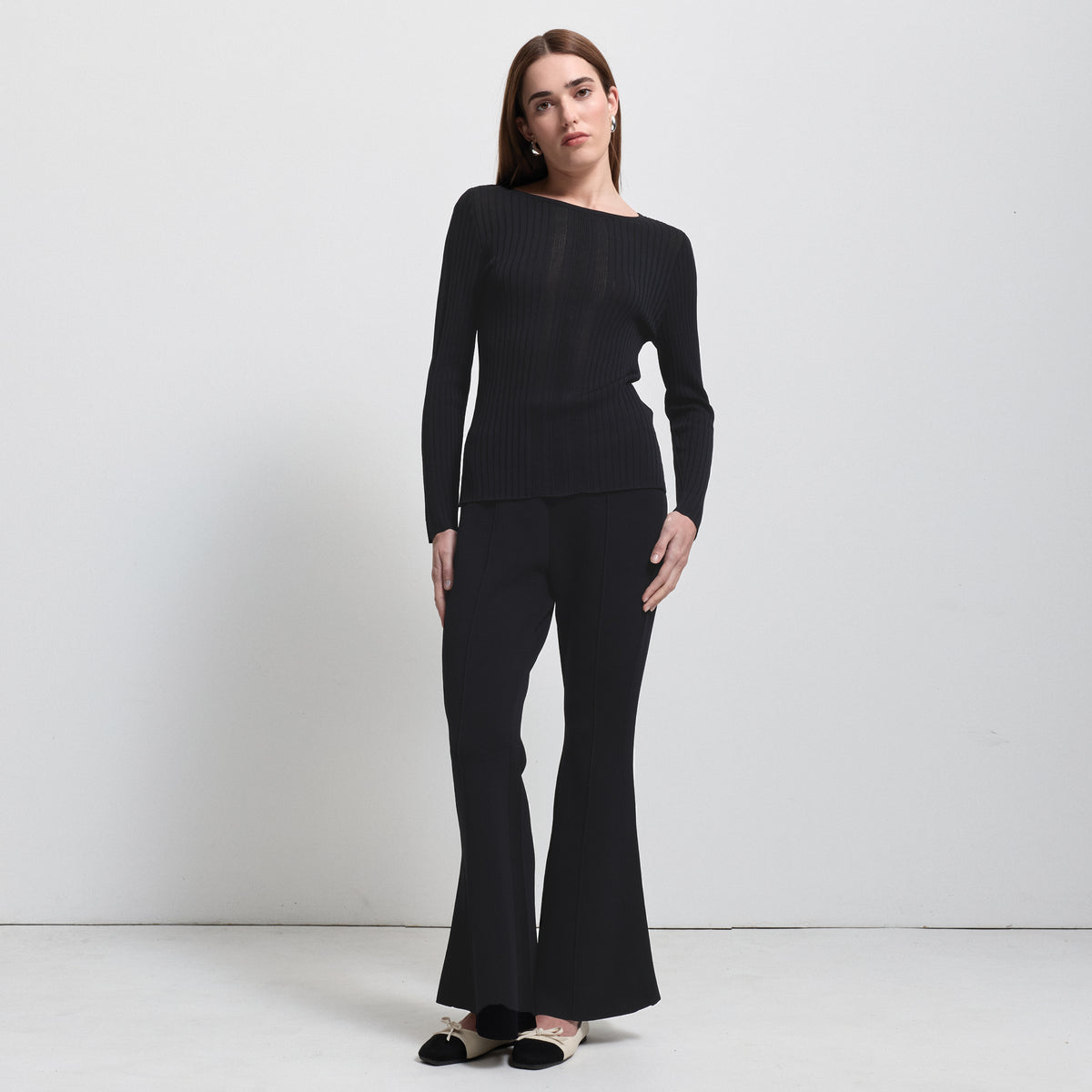 Base Layer Multi-Rib Long Sleeve Knit - Jet Black