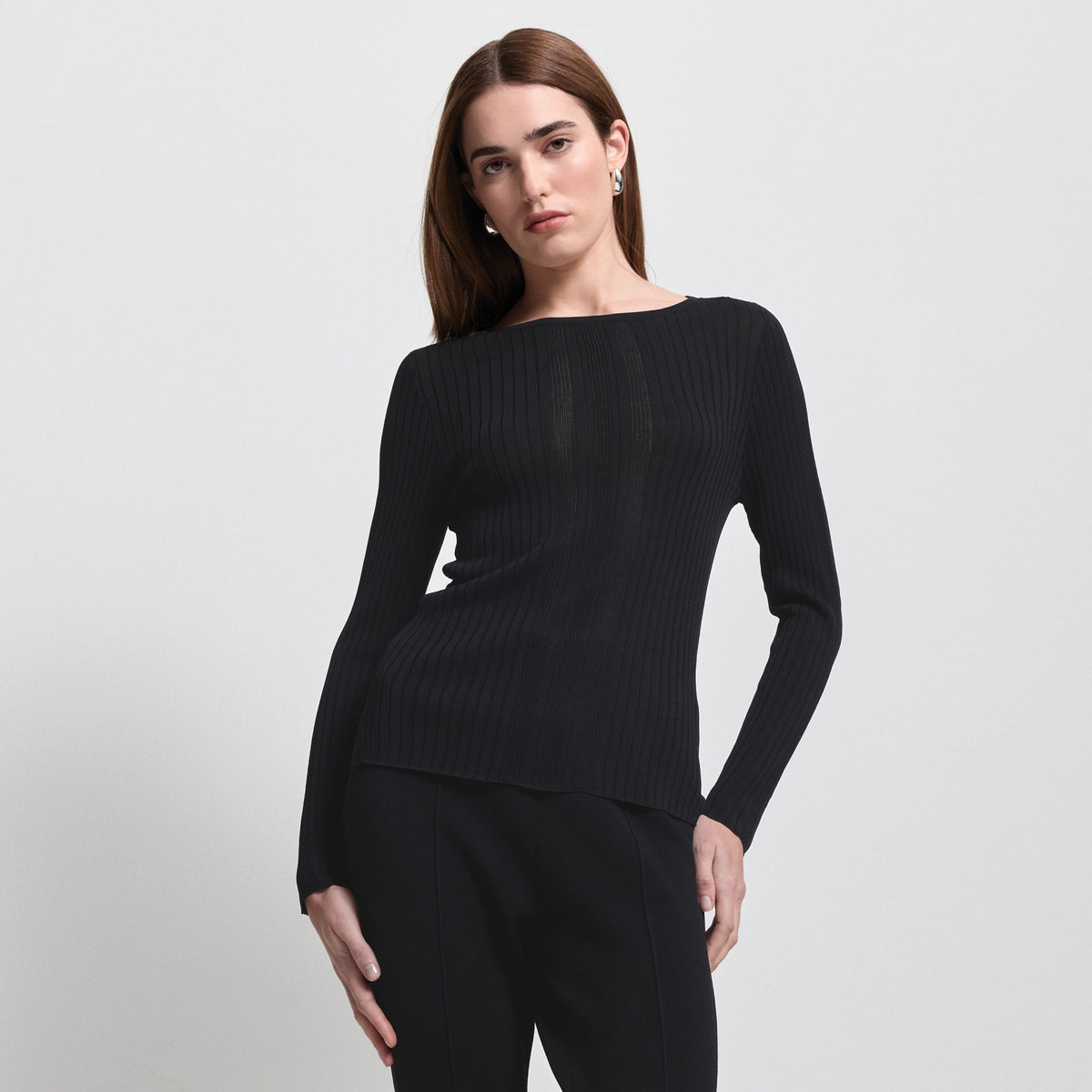 Base Layer Multi-Rib Long Sleeve Knit - Jet Black