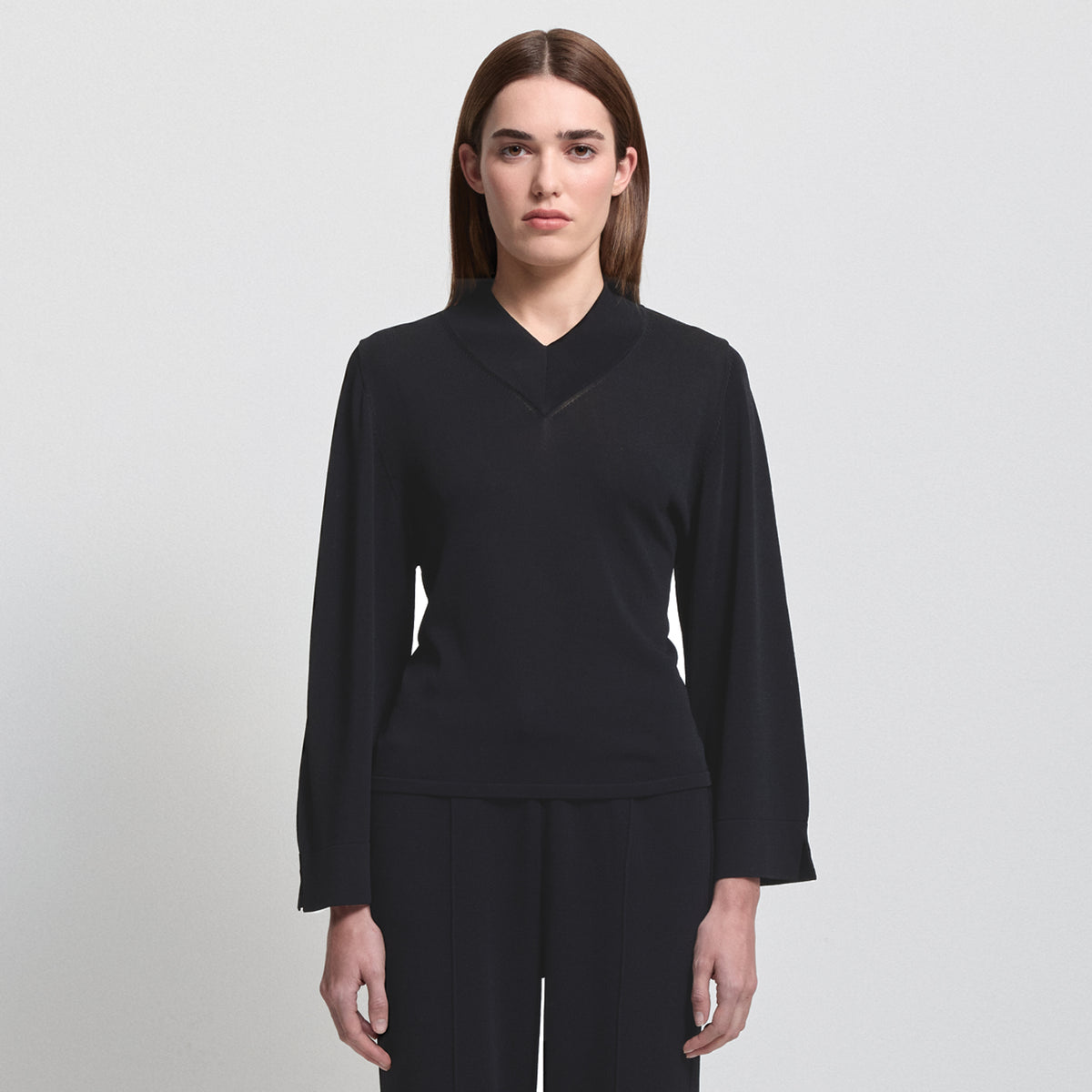 Base Layer Relaxed V-Neck Knit - Jet Black