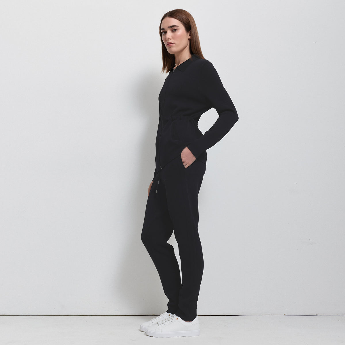 Base Layer Relaxed Straight Leg Knit Pant- Jet Black