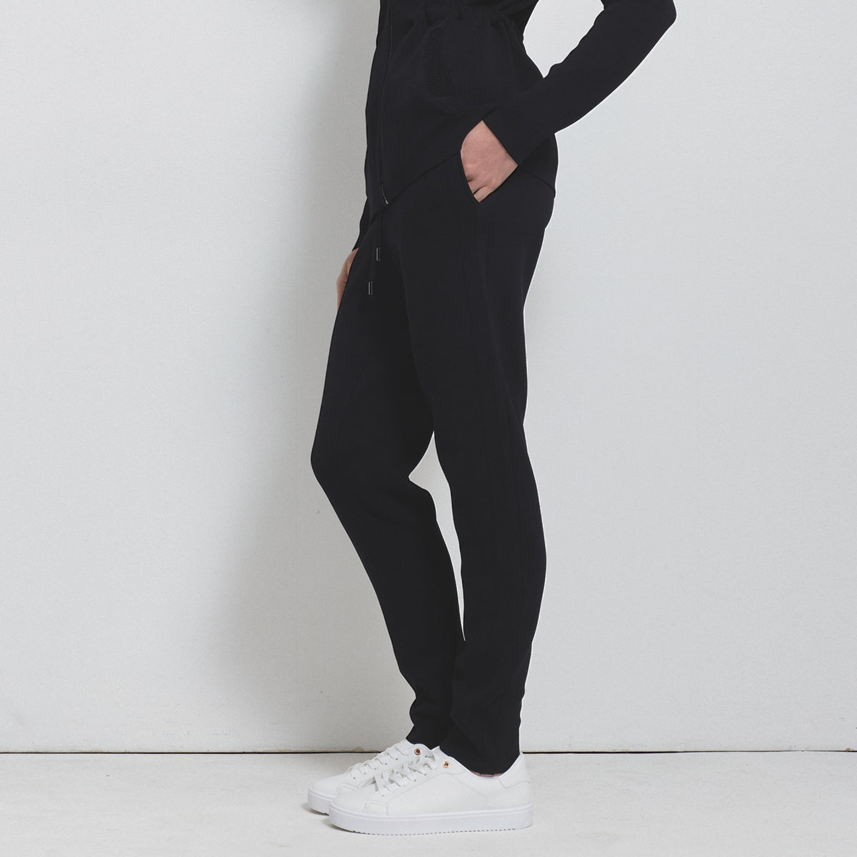 Base Layer Relaxed Straight Leg Knit Pant- Jet Black