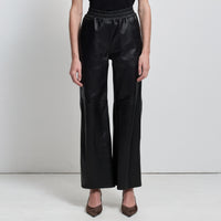 Chicago Wide Leg Pant - Jet Black Leather