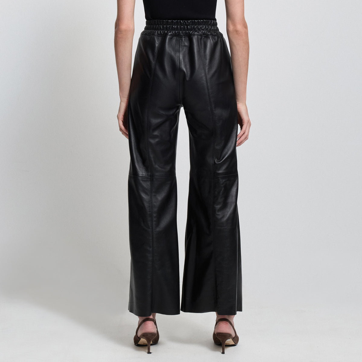 Chicago Wide Leg Pant - Jet Black Leather