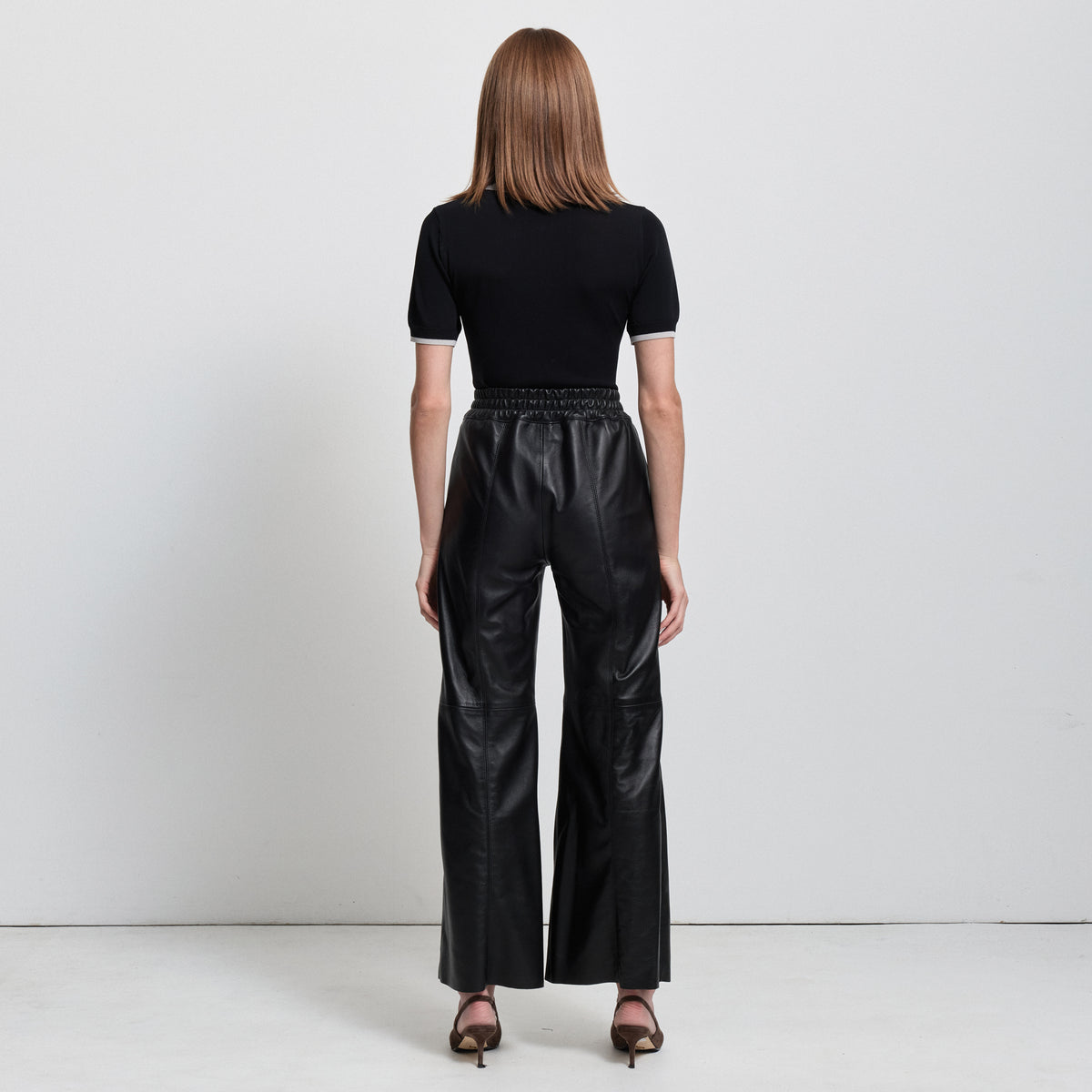 Chicago Wide Leg Pant - Jet Black Leather