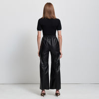 Chicago Wide Leg Pant - Jet Black Leather