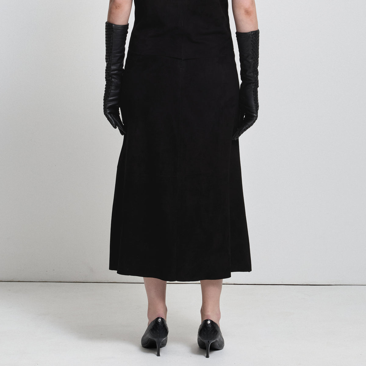 Christiana Skirt - Jet Black Suede