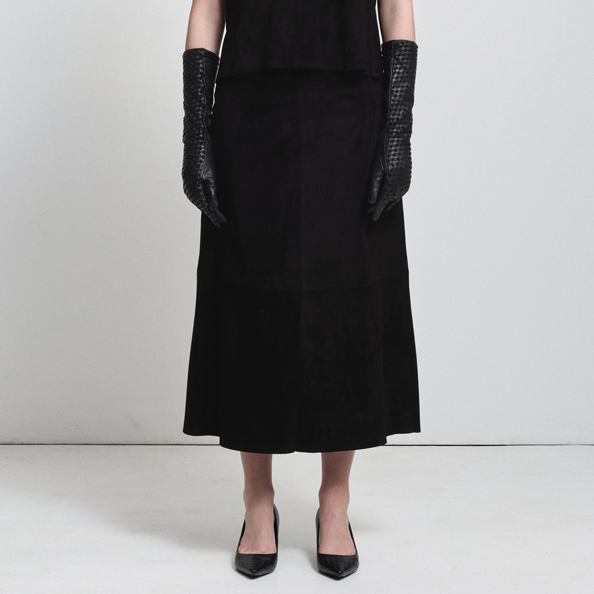 Christiana Skirt - Jet Black Suede