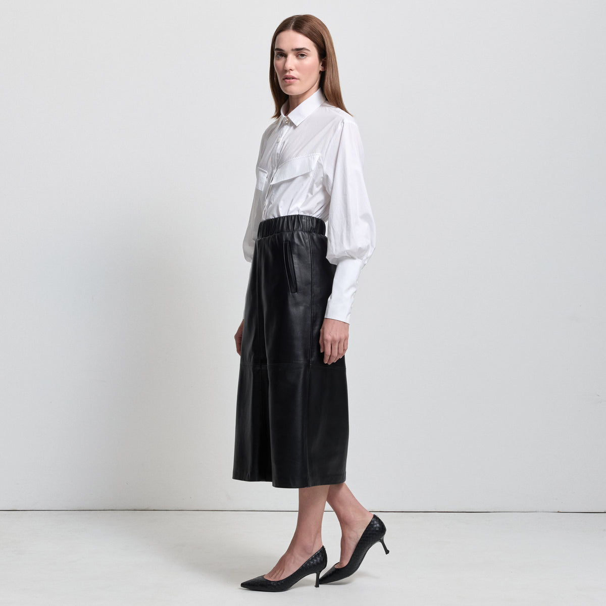 Gabriella Skirt - Jet Black Leather