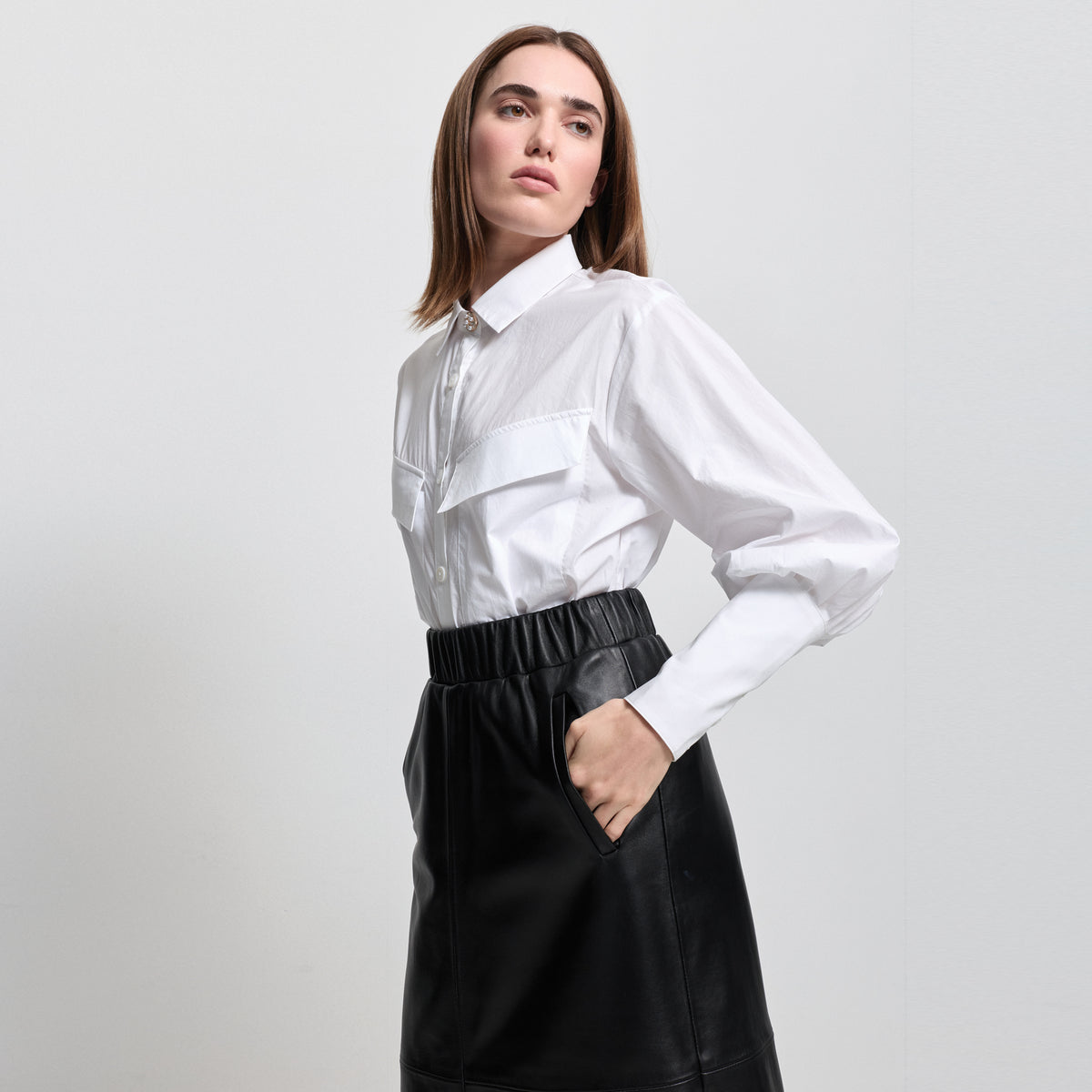 Gabriella Skirt - Jet Black Leather
