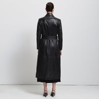 Harper Trench Coat - Jet Black Leather