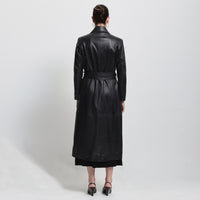 Harper Trench Coat - Jet Black Leather