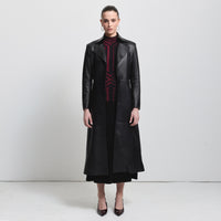 Harper Trench Coat - Jet Black Leather