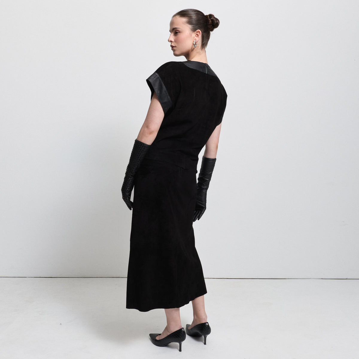Christiana Skirt - Jet Black Suede