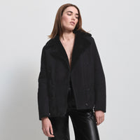 Sadie Shearling Coat - Jet Black