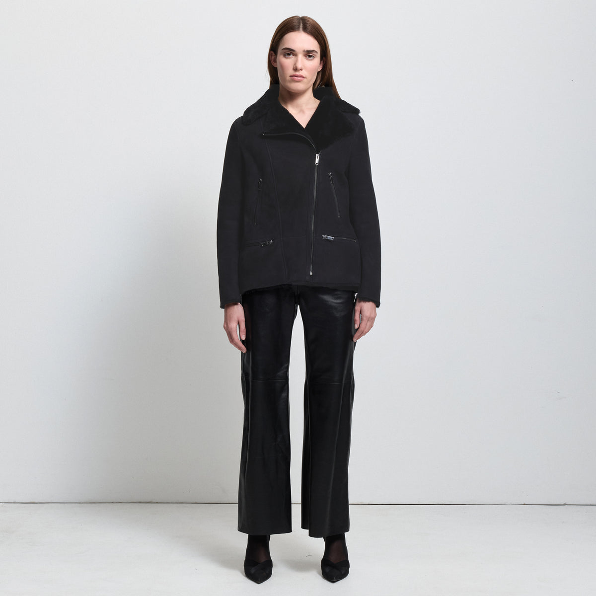 Sadie Shearling Coat - Jet Black