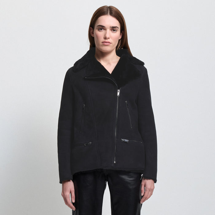 Sadie Shearling Coat - Jet Black