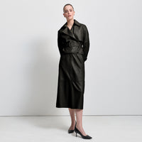 Nicole Cropped Trench - Jet Black Leather