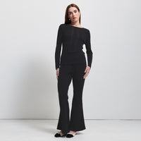 Base Layer Flared Knit Pant- Jet Black