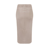 Margot Long Line Leather Skirt - Crème Brûlée