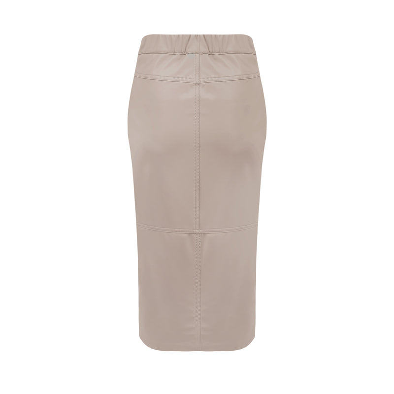 Margot Long Line Leather Skirt - Crème Brûlée