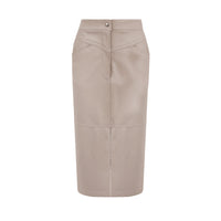 Margot Long Line Leather Skirt - Crème Brûlée