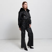 Colton Baggy Wide Leg Pant - Jet Black Leather