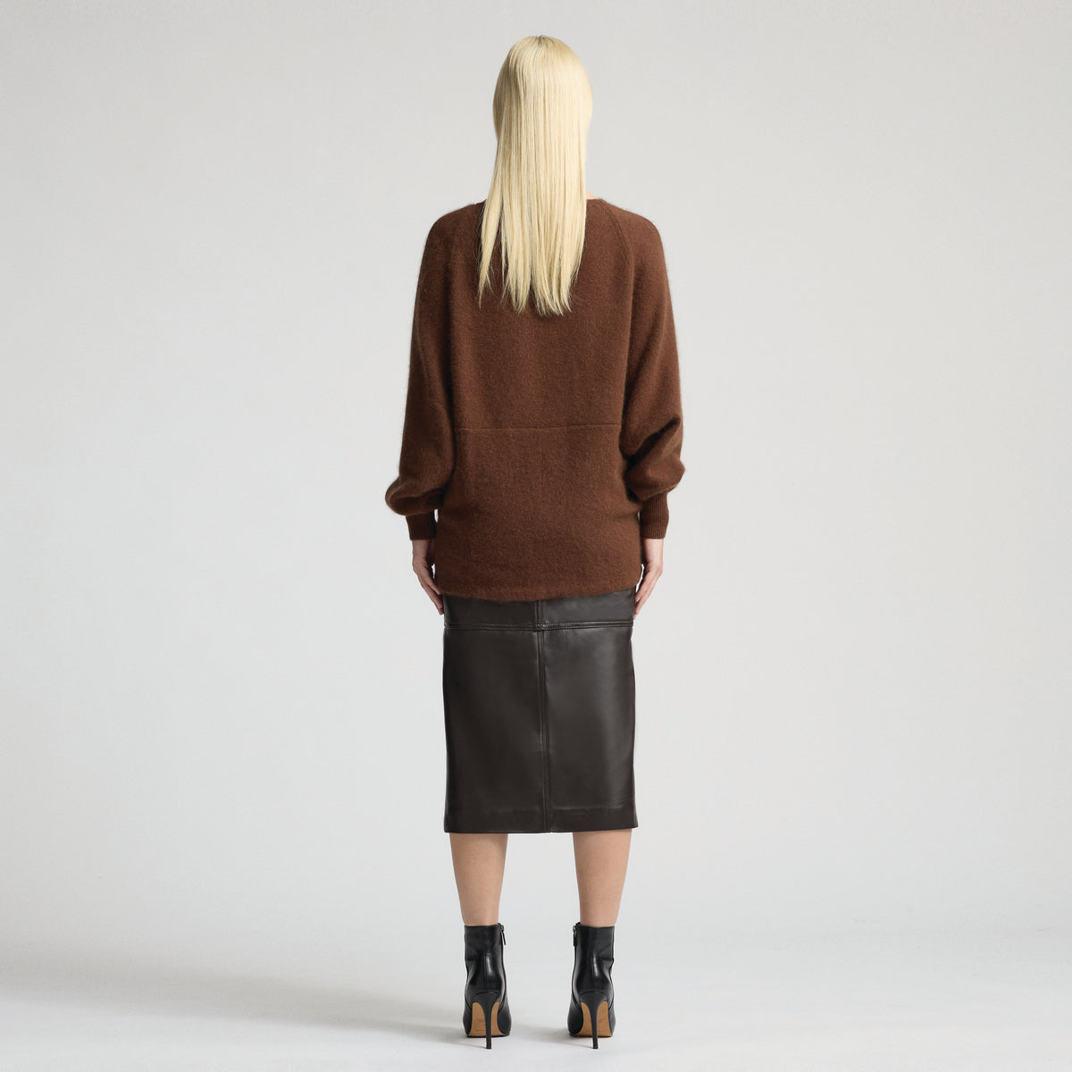 Margot Long Line Leather Skirt - Espresso