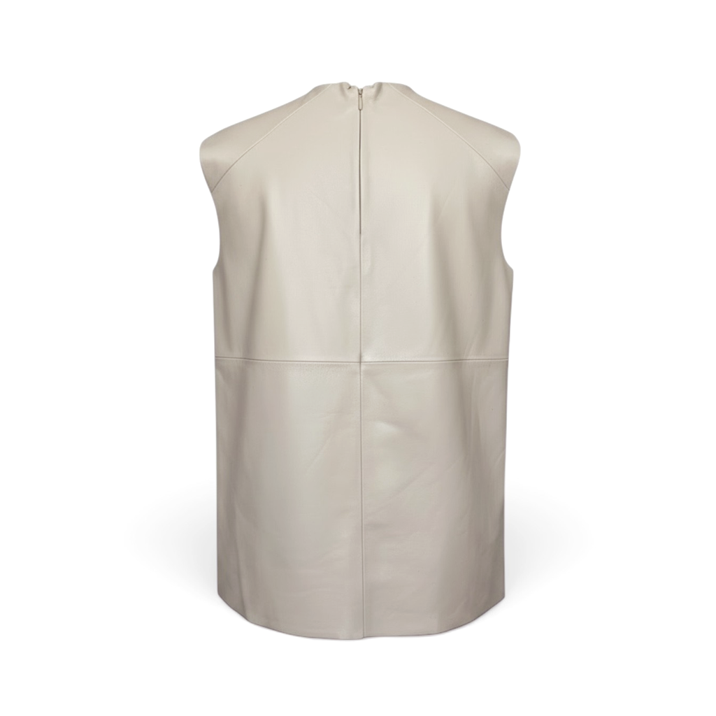 Didi Leather Top - Porcelain