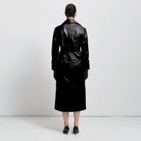 Nicole Cropped Trench - Jet Black Leather